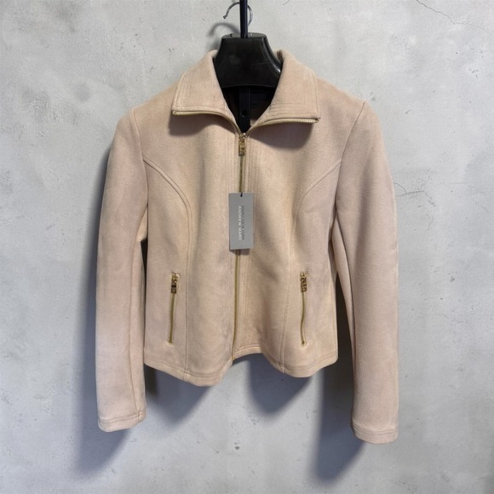 Marc New York Andrew Marc Pink Blush Faux Suede Zip Jacket MWZ7P021 Mens L